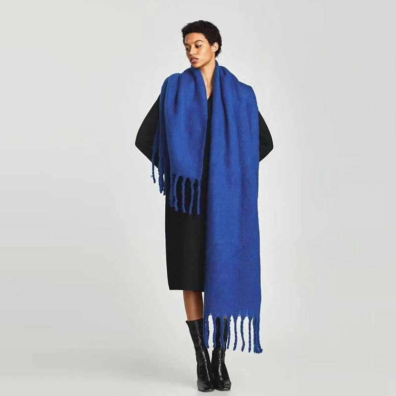 Codie Chunky Plaid Knit Scarf - Red Scarf HAEL XIII