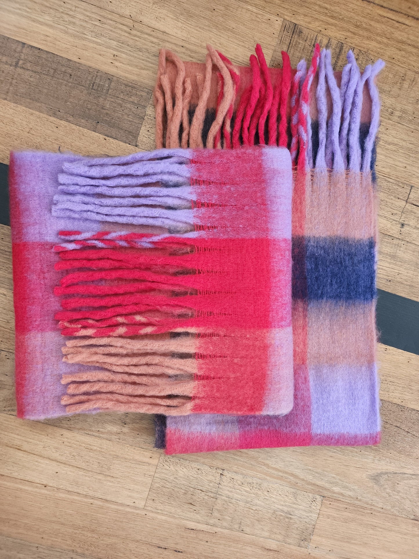 Nina Chunky Plaid Knit Scarf Scarf HAEL XIII