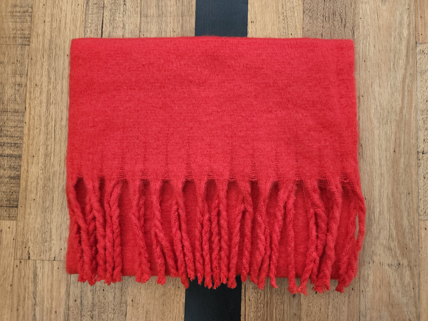Codie Chunky Plaid Knit Scarf - Red Scarf HAEL XIII