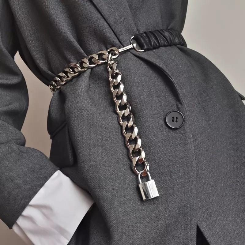Chunky Chain & Padlock Stretch Belt Belt HAEL XIII