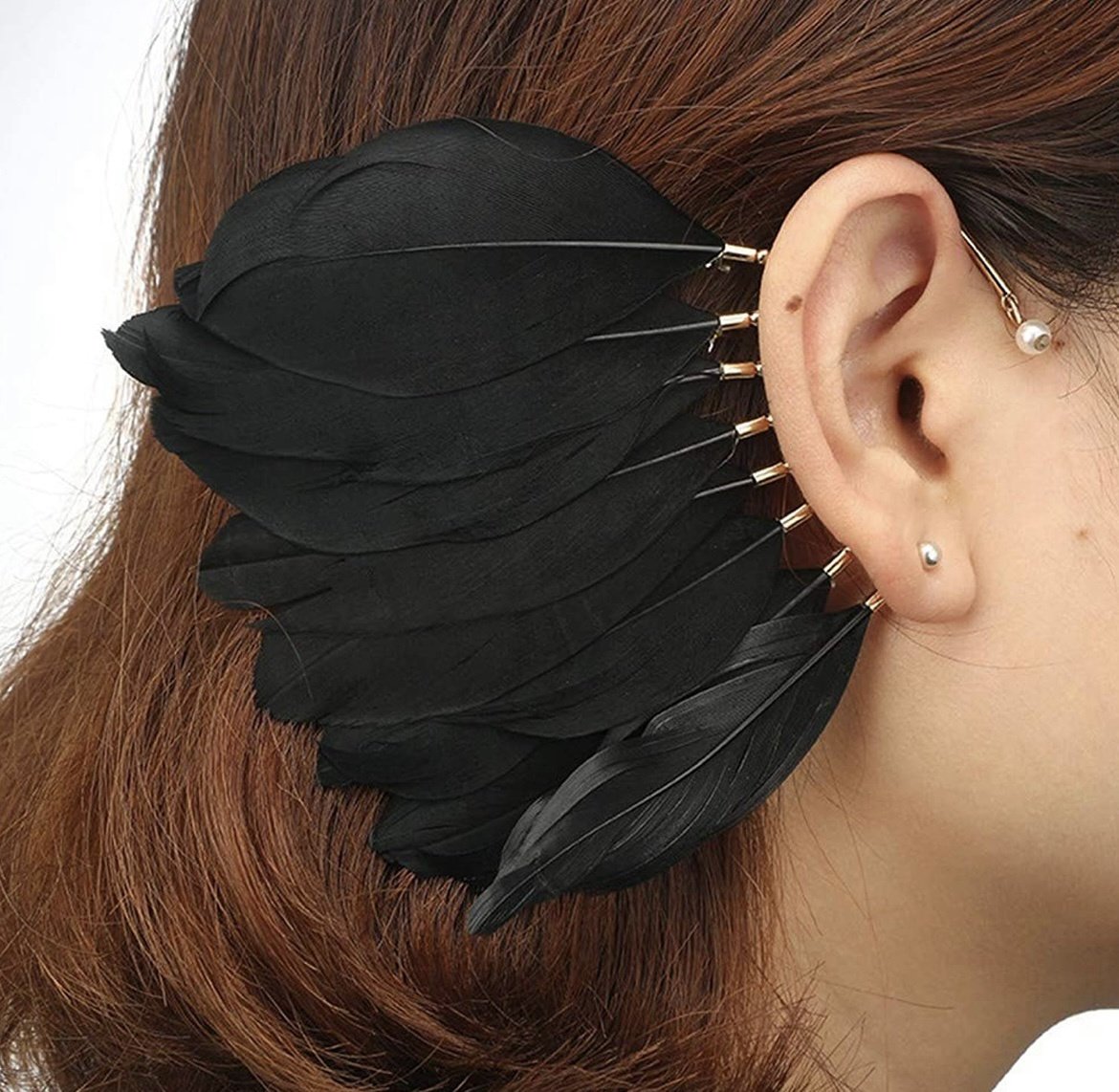 Pearl & Feather Ear Cuff Earring HAEL XIII