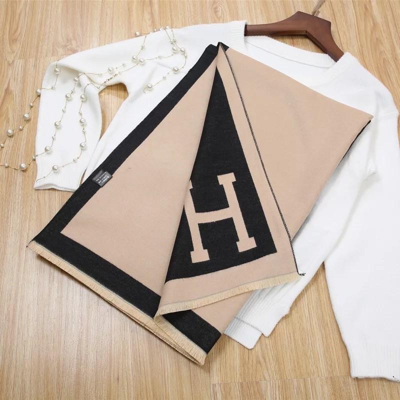 H Scarf - Pashmina Scarf HAEL XIII Black & Beige