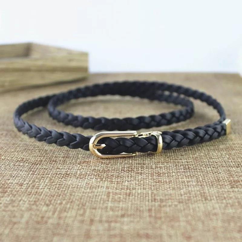 Braided Skinny Leather Belt Belt HAEL XIII
