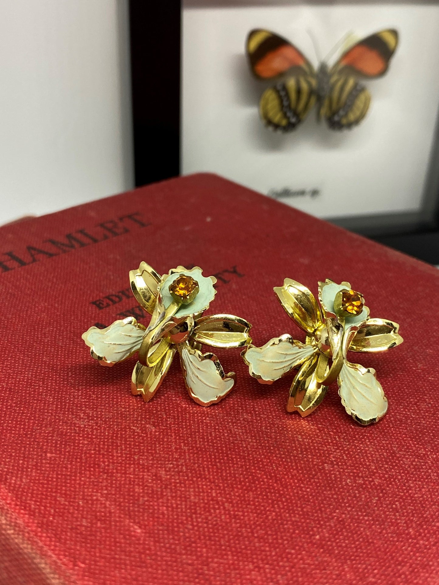 Orchid earrings Vintage Vintage