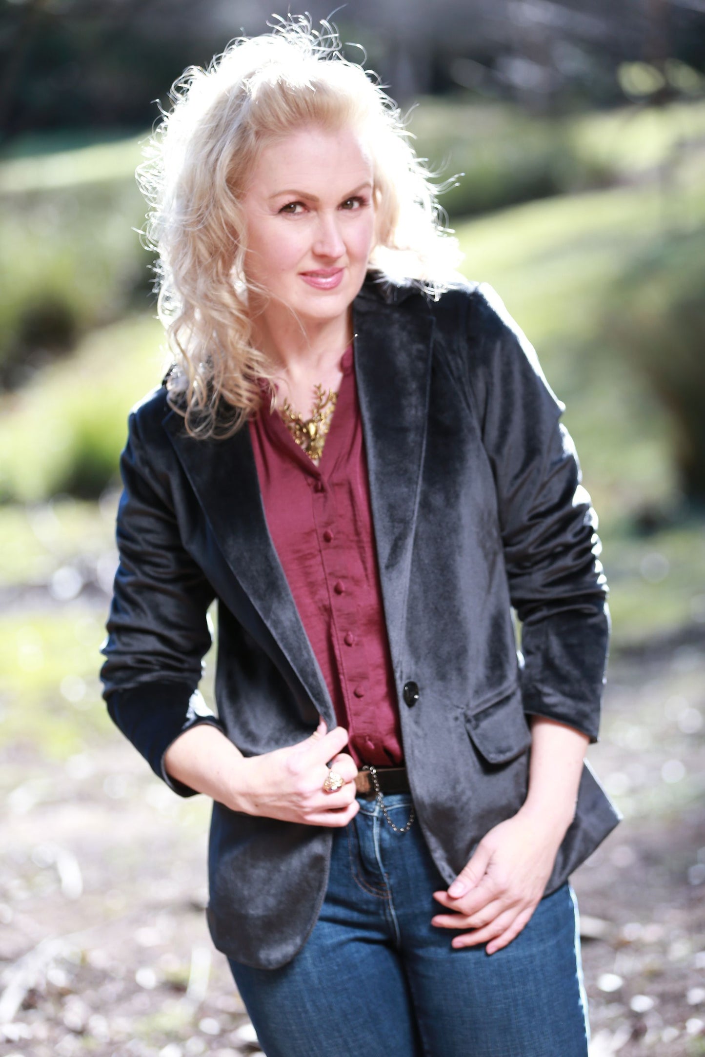 The Velvet Blazer Jacket HAEL XIII Steel M