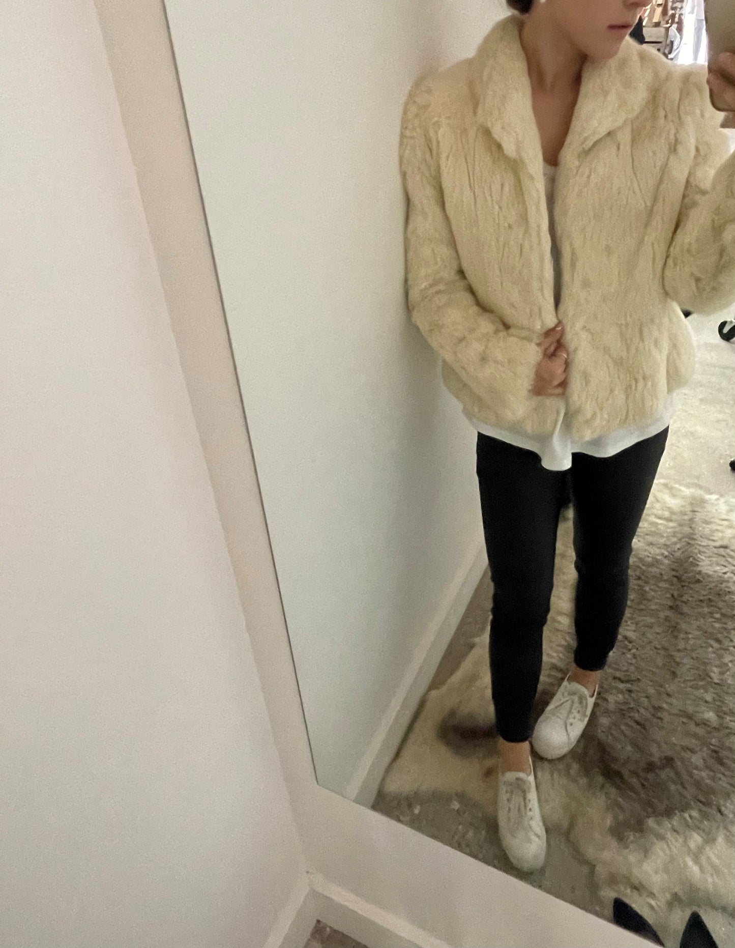 White Lapin Fur Coat Vintage Vintage