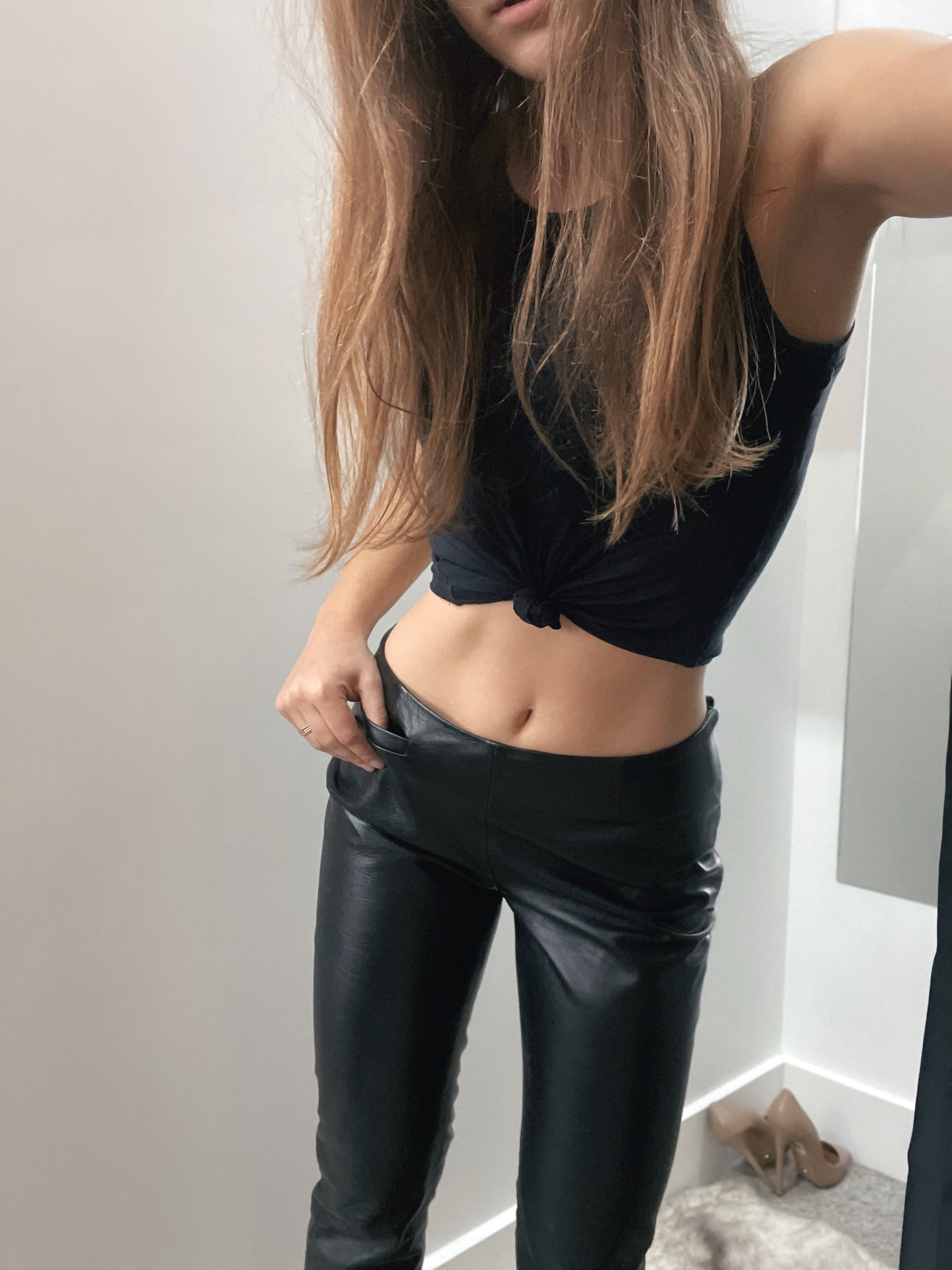 Leather Low Rise Pants SaRAY Vintage Vintage