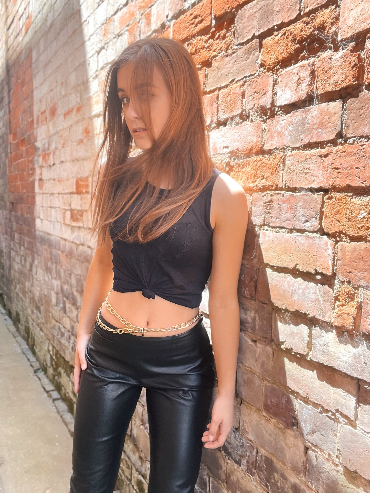 Leather Low Rise Pants SaRAY Vintage Vintage