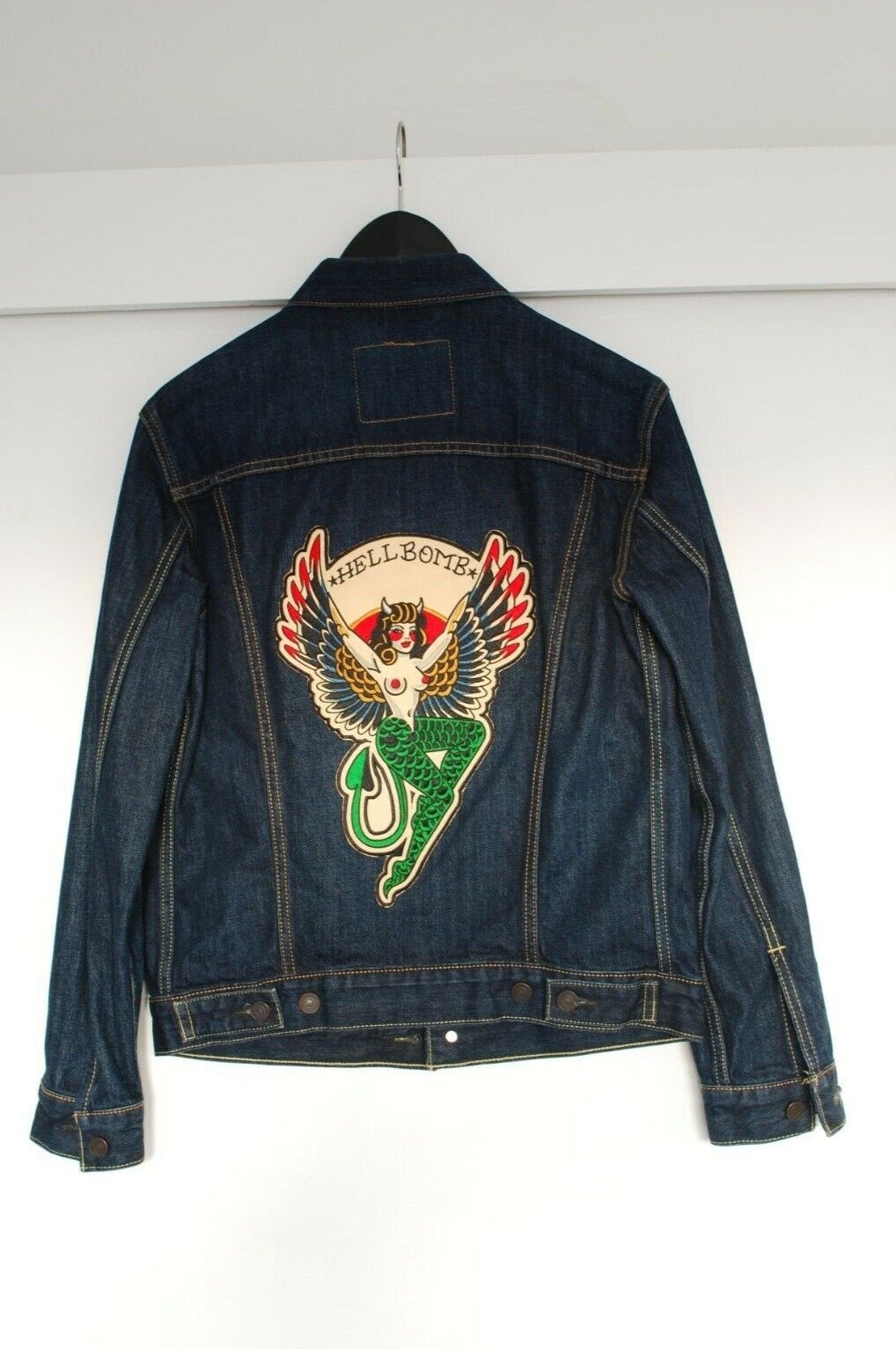 Levi's Denim Jacket with "Hellbomb" Back Patch Vintage Vintage