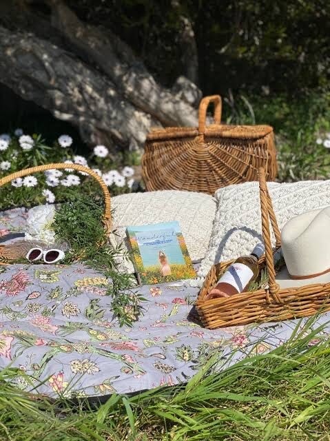 Garden Party Daisy Picnic Blanket – Silver Cloud Homewares House Of Skye 