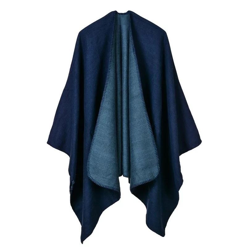 Winter Poncho Knitwear Hael XIII Navy Womens 