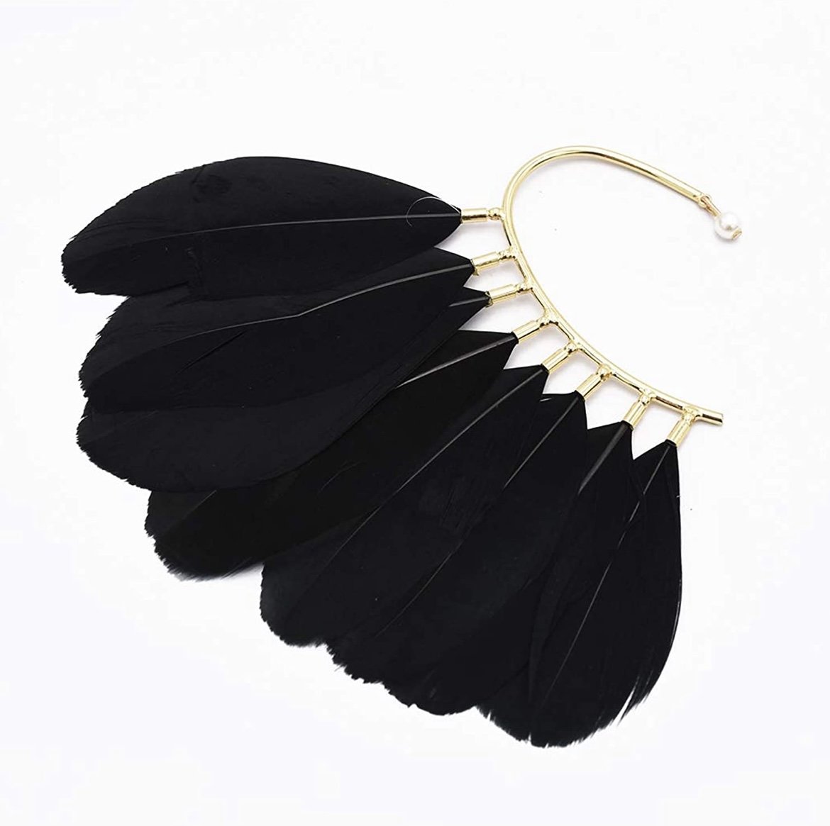 Pearl & Feather Ear Cuff Earring HAEL XIII 