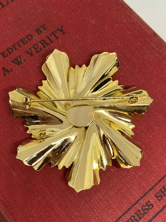 Gold Flower Brooch Vintage Vintage 