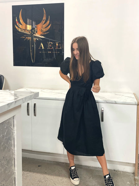 Willow Linen Midi Wrap Dress HAEL XIII Willow Linen Midi Wrap Dress HAEL XIII