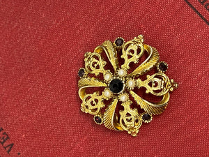 Pearl And Jet Brooch Vintage Vintage 