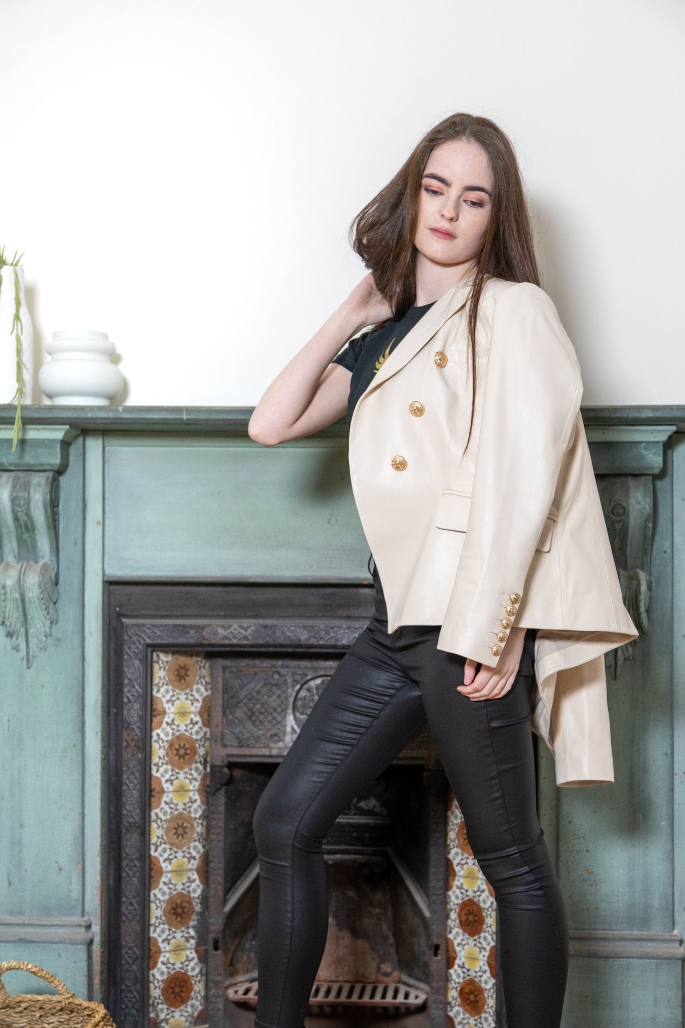 Celine Leather Jacket - Pre Order Only Jacket HAEL XIII Cream 100% Sheepskin Leather S