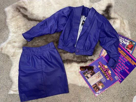 Vintage 80s Genuine Purple Leather Skirt and Jacket Vintage Vintage 